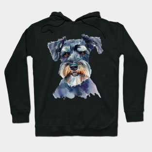 Miniature Schnauzer Water Color Pop Art Design for Dog Lover Hoodie